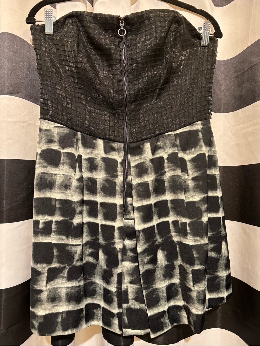 RACHEL Rachel Roy Black and White Strapless Textured Jumpsuit Romper